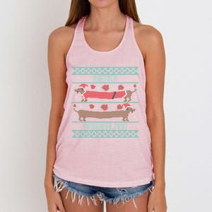 Funny Dachshund Wiener Weenie Dog Ugly Christmas Xmas Gift Cute Gift Women's Knotted Racerback Tank