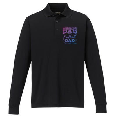 Football Dad Wrestling Sport Wrestler Player FatherS Day Gift Performance Long Sleeve Polo