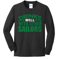 Funny Drinks Well With Other Sailors Shamrock Patricks Day Kids Long Sleeve Shirt