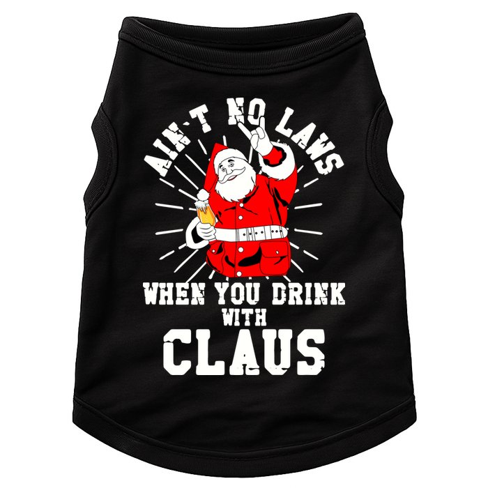 Funny Drinking With Santa Claus Doggie Tank