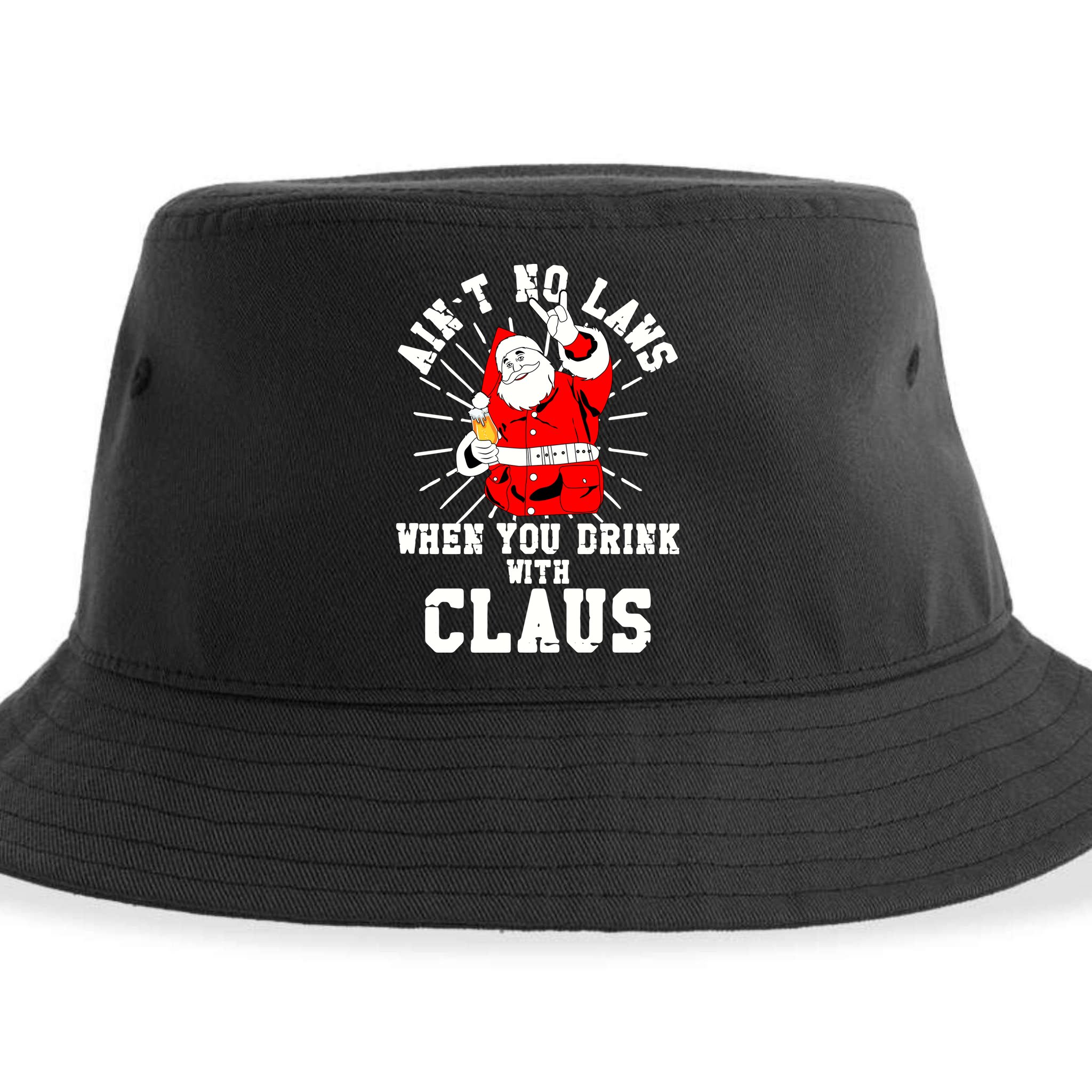 Funny Drinking With Santa Claus Sustainable Bucket Hat