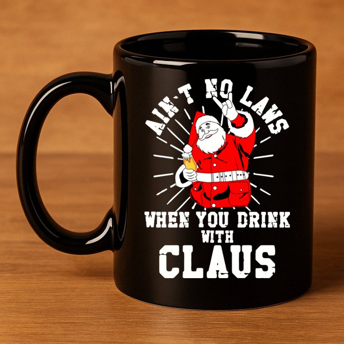 Funny Drinking With Santa Claus 11oz C Handle Ceramic Mug