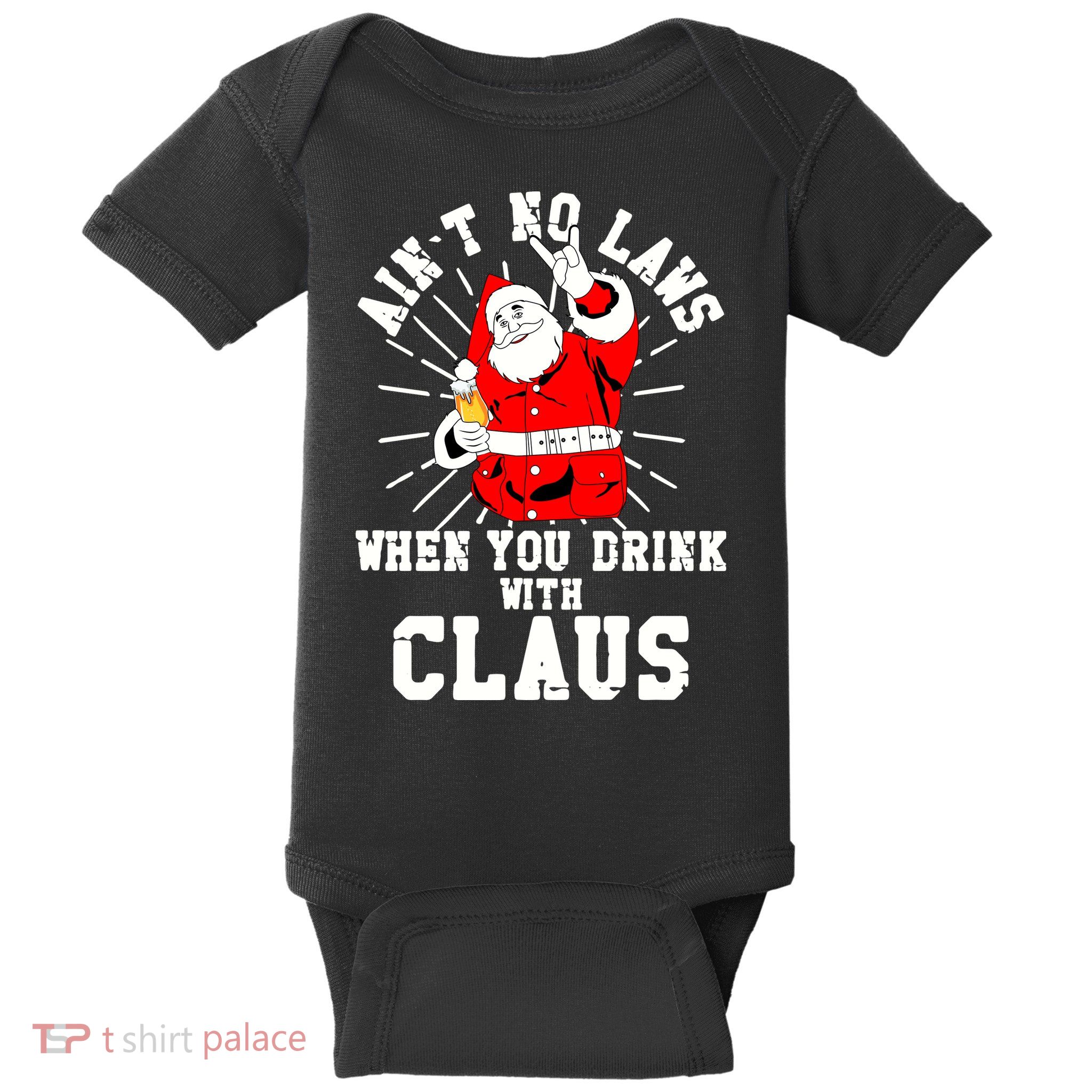 Funny Drinking With Santa Claus Baby Bodysuit
