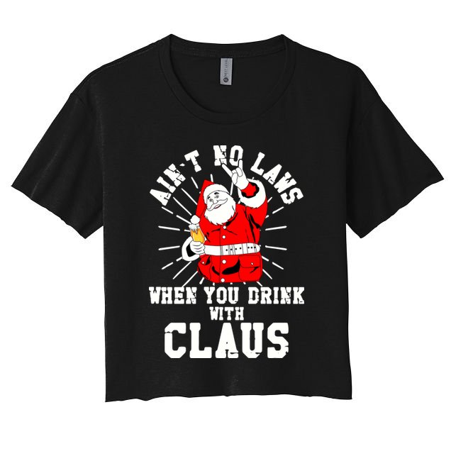 Funny Drinking With Santa Claus Crop Top