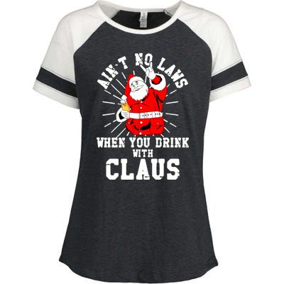 Funny Drinking With Santa Claus Enza Ladies Jersey Colorblock Tee