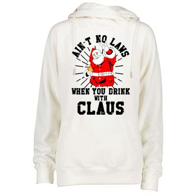 Funny Drinking With Santa Claus Womens Funnel Neck Pullover Hood