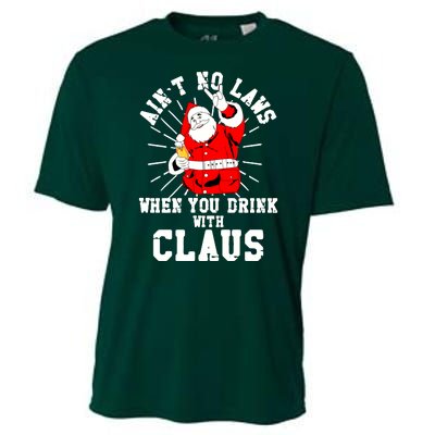 Funny Drinking With Santa Claus Cooling Performance Crew T-Shirt