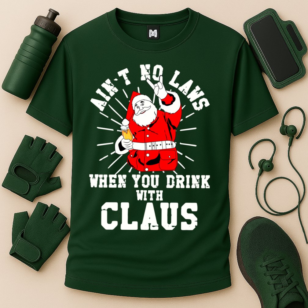 Funny Drinking With Santa Claus Performance Shirt