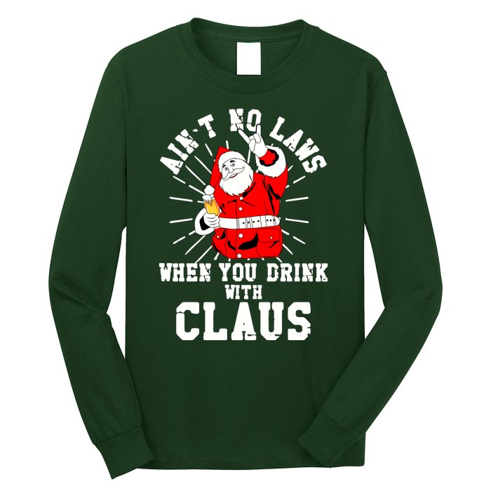 Funny Drinking With Santa Claus Long Sleeve Shirt