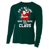 Funny Drinking With Santa Claus Cooling Performance Long Sleeve Crew