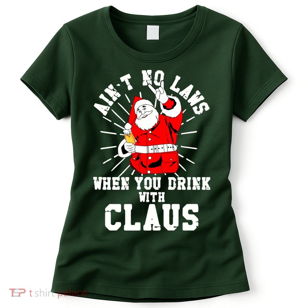 Funny Drinking With Santa Claus Women's T-Shirt