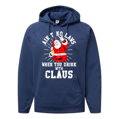 Funny Drinking With Santa Claus Performance Fleece Hoodie