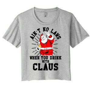 Funny Drinking With Santa Claus Women's Crop Top Tee