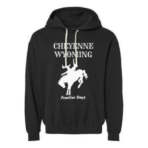 Frontier Days Western Rodeo Cheyenne Wyoming Bronc Garment-Dyed Fleece Hoodie