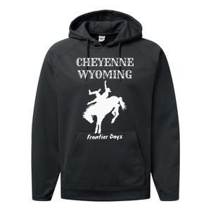 Frontier Days Western Rodeo Cheyenne Wyoming Bronc Performance Fleece Hoodie