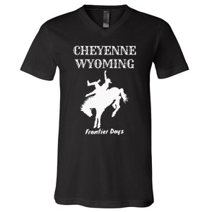 Frontier Days Western Rodeo Cheyenne Wyoming Bronc V-Neck T-Shirt