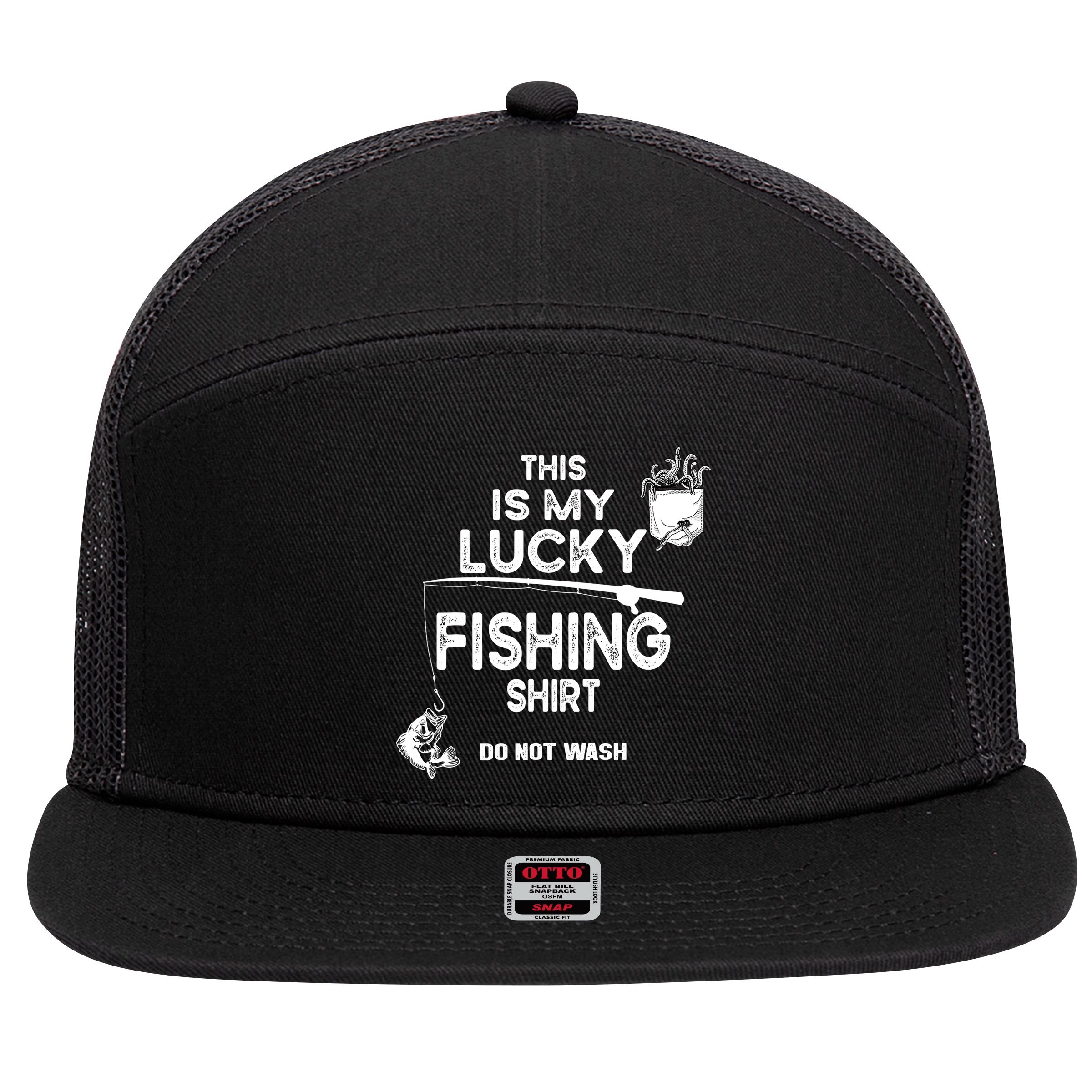 Fishing Don't Wash Funny Fishing 7 Panel Mesh Trucker Snapback Hat