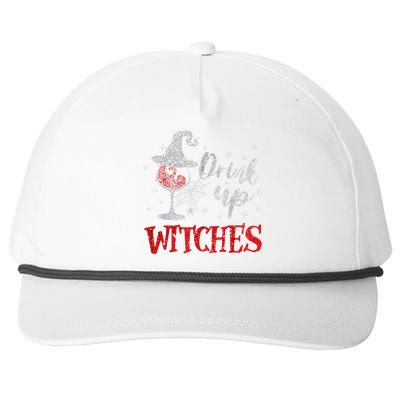 Funny Drinking Wine Halloween Glass Of Wine Drink Up Witches Gift Snapback Five-Panel Rope Hat