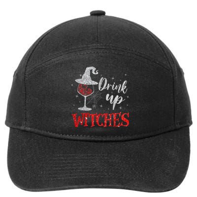 Funny Drinking Wine Halloween Glass Of Wine Drink Up Witches Gift 7-Panel Snapback Hat