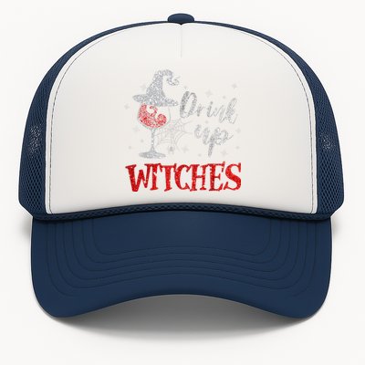 Funny Drinking Wine Halloween Glass Of Wine Drink Up Witches Gift Trucker Hat