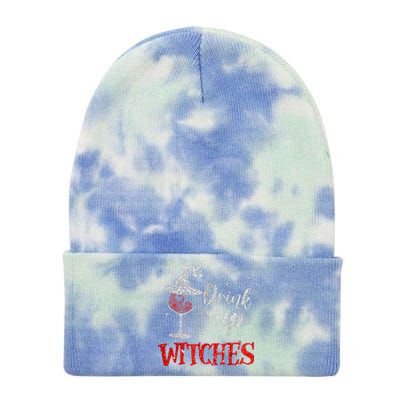 Funny Drinking Wine Halloween Glass Of Wine Drink Up Witches Gift Tie Dye 12in Knit Beanie