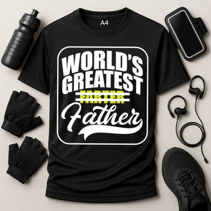 Funny Dad Worlds Greatest Farter Father Gift Cooling Performance Crew T-Shirt