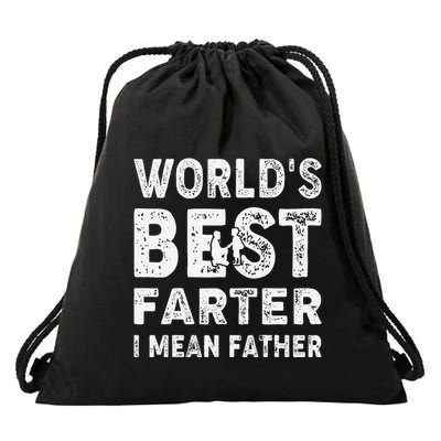 Fathers Day Worlds Best Farter I Mean Father Drawstring Bag