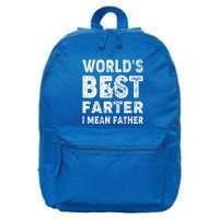 Fathers Day Worlds Best Farter I Mean Father 16 in Basic Backpack
