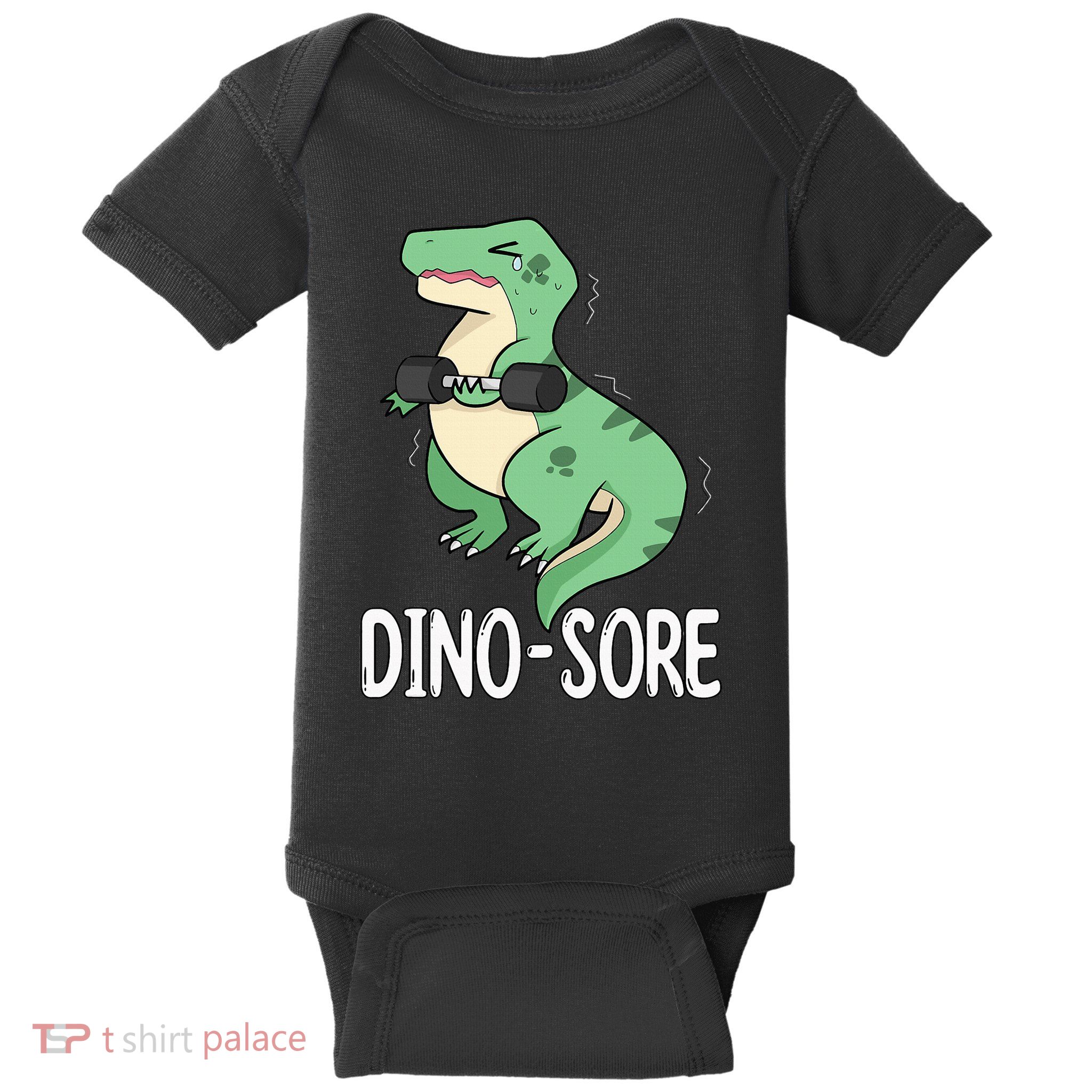 Funny Dinosaur Workout  Dino Sore Baby Bodysuit