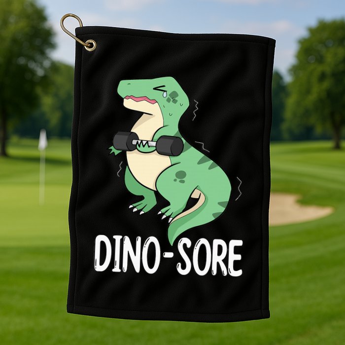 Funny Dinosaur Workout  Dino Sore Golf Towel