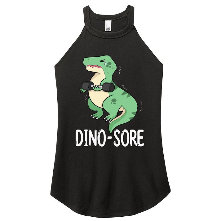 Funny Dinosaur Workout  Dino Sore Women's Perfect Tri Rocker Tank