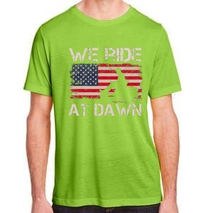 Fathers Day We Ride At Dawn Lawnmower USA Flag Mowing Adult ChromaSoft Performance T-Shirt