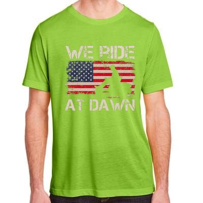 Fathers Day We Ride At Dawn Lawnmower USA Flag Mowing Adult ChromaSoft Performance T-Shirt