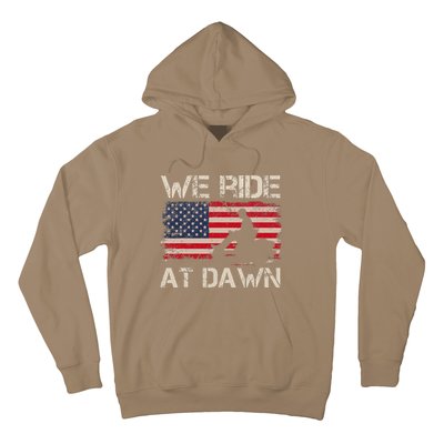 Fathers Day We Ride At Dawn Lawnmower USA Flag Mowing Hoodie