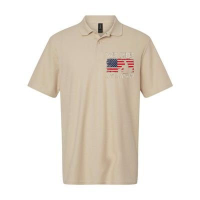 Fathers Day We Ride At Dawn Lawnmower USA Flag Mowing Softstyle Adult Sport Polo