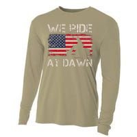 Fathers Day We Ride At Dawn Lawnmower USA Flag Mowing Cooling Performance Long Sleeve Crew