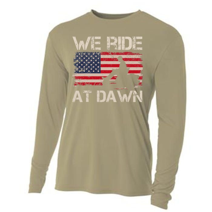 Fathers Day We Ride At Dawn Lawnmower USA Flag Mowing Cooling Performance Long Sleeve Crew