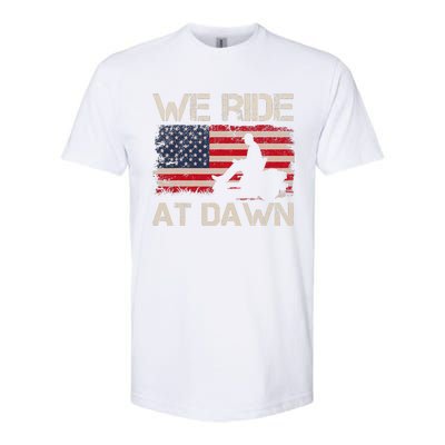 Fathers Day We Ride At Dawn Lawnmower USA Flag Mowing Softstyle CVC T-Shirt