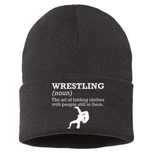 Funny Definition Wrestling Wrestler Sustainable Knit Beanie