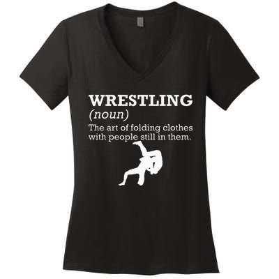 Funny Definition Wrestling Wrestler Women's V-Neck T-Shirt