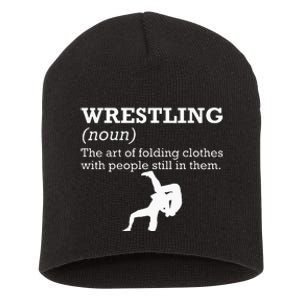 Funny Definition Wrestling Wrestler Short Acrylic Beanie