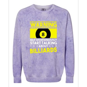 Father's Day Warning May Spontaneously Talking Billiards Gift For Dad Colorblast Crewneck Sweatshirt