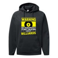 Father's Day Warning May Spontaneously Talking Billiards Gift For Dad Performance Fleece Hoodie