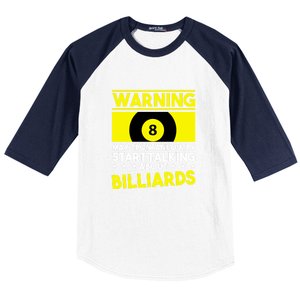 Father's Day Warning May Spontaneously Talking Billiards Gift For Dad Baseball Sleeve Shirt