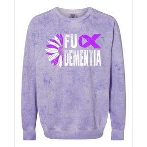 Fuck Detia Warrior Support Alzheimer's Awareness Ribbon Cute Gift Colorblast Crewneck Sweatshirt