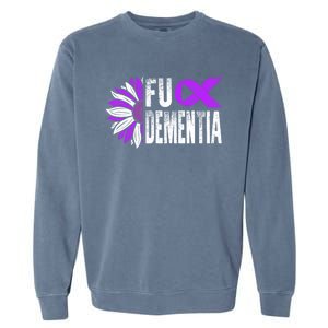 Fuck Detia Warrior Support Alzheimer's Awareness Ribbon Cute Gift Garment-Dyed Sweatshirt