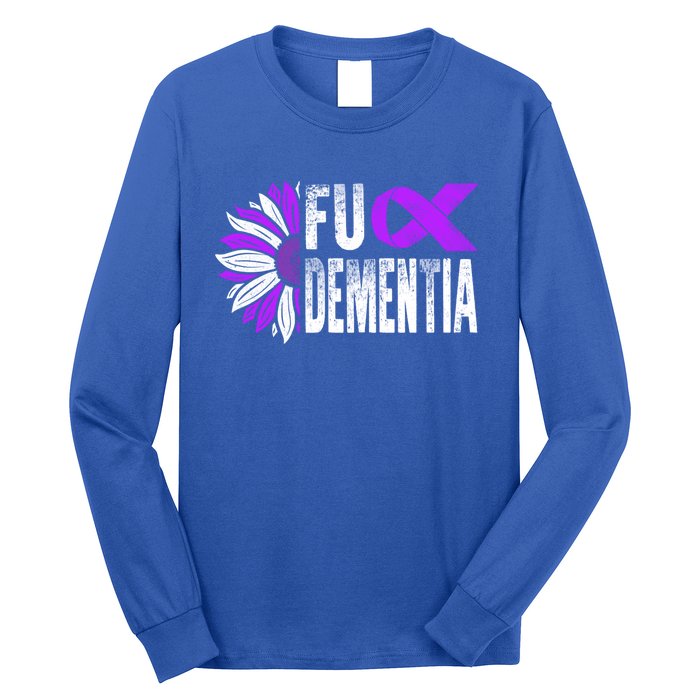 Fuck Detia Warrior Support Alzheimer's Awareness Ribbon Cute Gift Long Sleeve Shirt