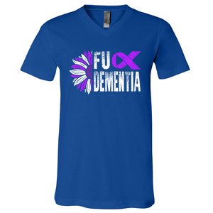 Fuck Detia Warrior Support Alzheimer's Awareness Ribbon Cute Gift V-Neck T-Shirt