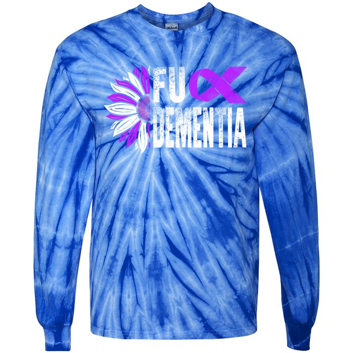 Fuck Detia Warrior Support Alzheimer's Awareness Ribbon Cute Gift Tie-Dye Long Sleeve Shirt