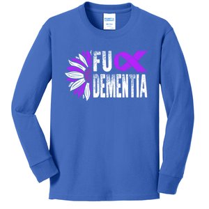 Fuck Detia Warrior Support Alzheimer's Awareness Ribbon Cute Gift Kids Long Sleeve Shirt